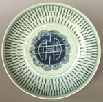 Jingdezhen longevity plate, diameter 24cm.