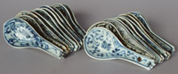 Chinese ceramic spoons of unknown origin. Length 11cm.
