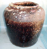 brown-glazed storage jar