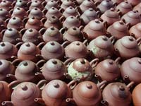 A deck full of teapots.