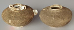 Chinese brown-glazed jarlets, heights 7 and 6cm