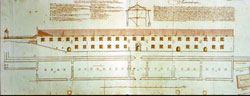 Dutch warehouse in Galle Fort, now the Maritime Museum. Drawing from the journal of Governor I.A.Rumpf, c.1717. Netherlands State Archives.
