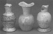 Moulded white jarlets from Qudougong, height 9cm. Sultan Abu Bakar museum, Pekan. SEACS  1985  no 361-3.